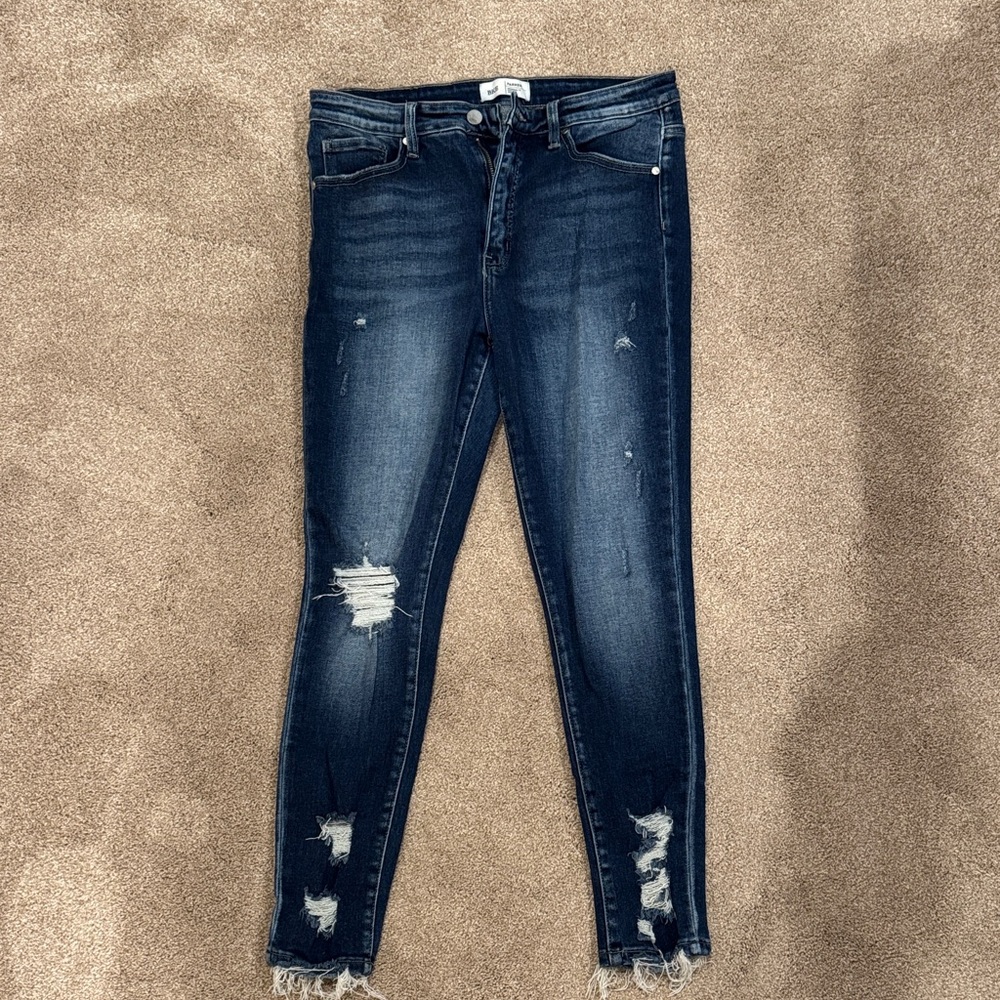 BKE Dark Blue Ripped Skinny Jeans